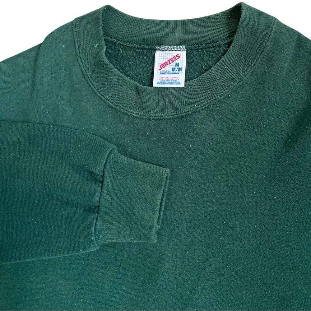 Vintage Jerzees Sweater Mens Size Medium Green Crewneck Blank Pullover 90s USA‎